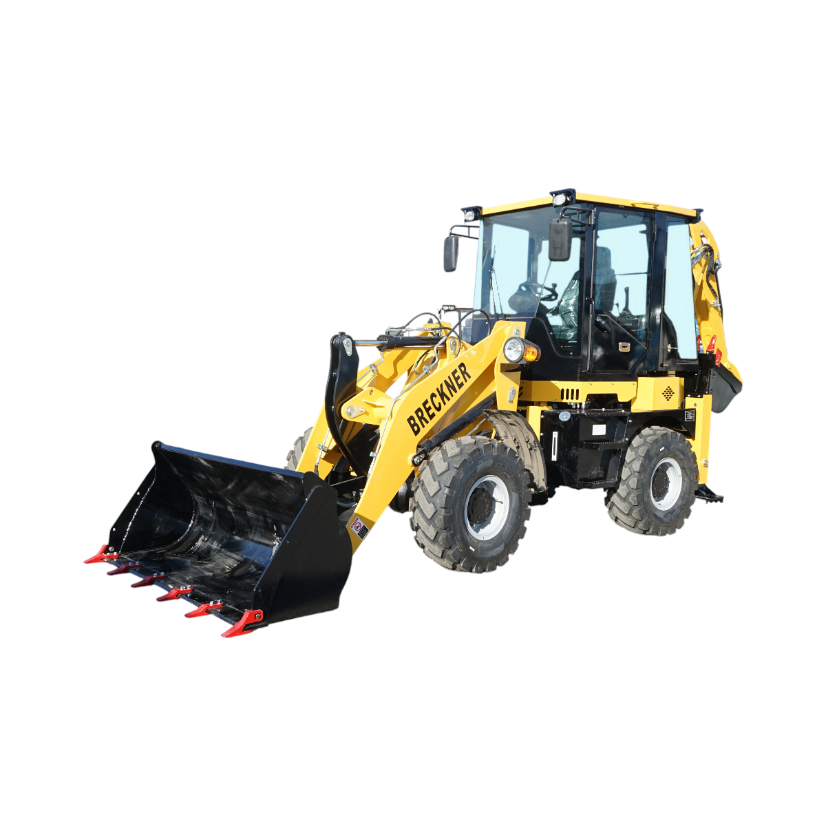 Buldoexcavator articulat compact 1.8T, motor diesel 61CP Euro 5 cu brat excavator, cupa frontala, furci paleti, picon hidraulic Breckner Germany - imagine 2