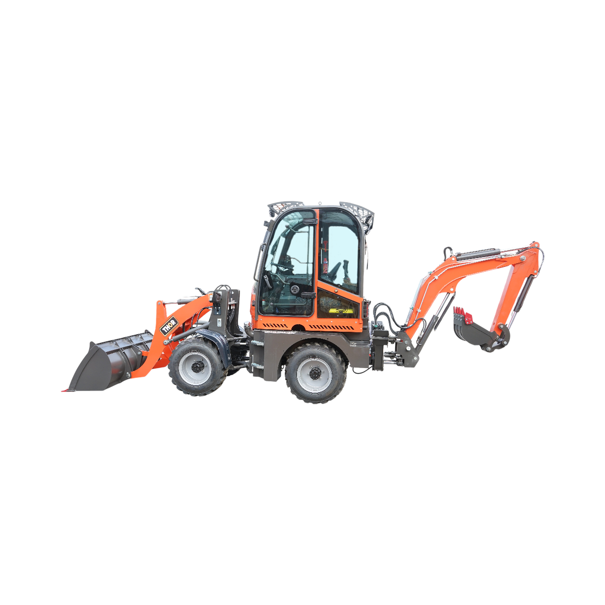 Buldoexcavator articulat compact 2.8T, motor diesel 50CP, cupa frontala si brat excavare spate THOR - imagine 2