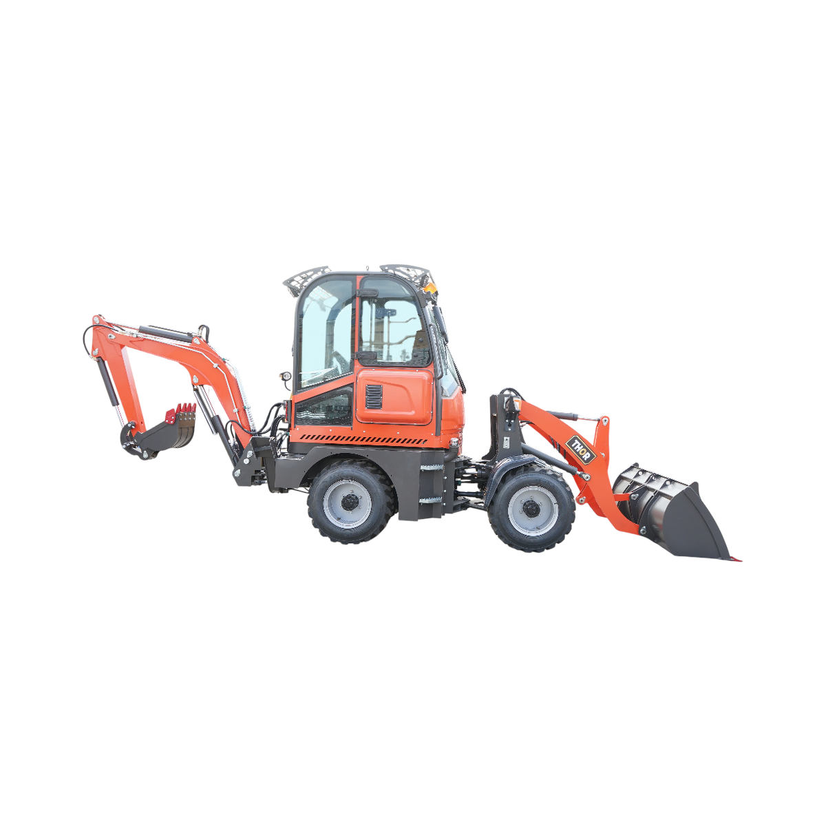 Buldoexcavator articulat compact 2.8T, motor diesel 50CP, cupa frontala si brat excavare spate THOR - imagine 4
