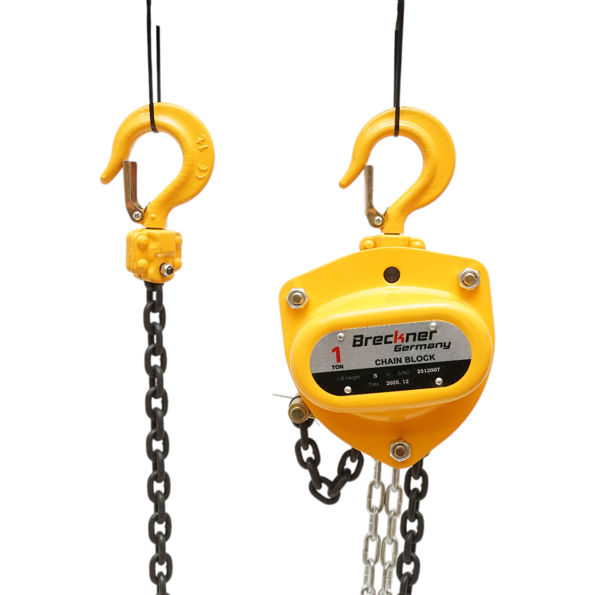 Palan manual cu lant 3m, sarcina maxima 1000kg, carlig cu siguranta 1T Breckner Germany - imagine 2