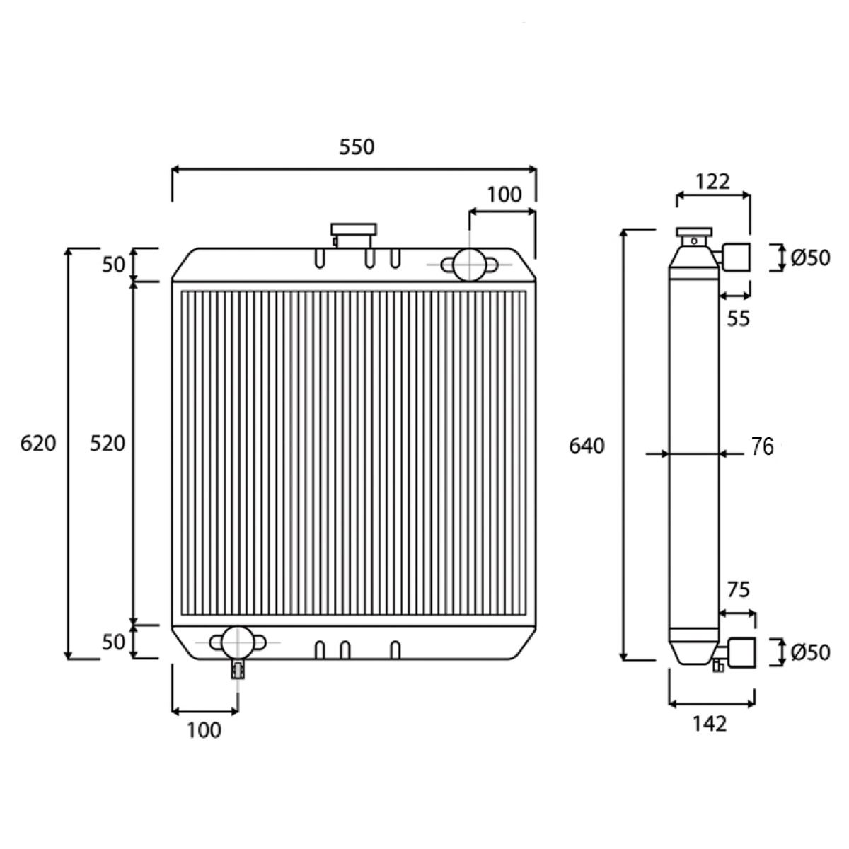 Radiator racire apa 620x550x76mm din cupru pentru Perkins, Tractor Forestier - imagine 6