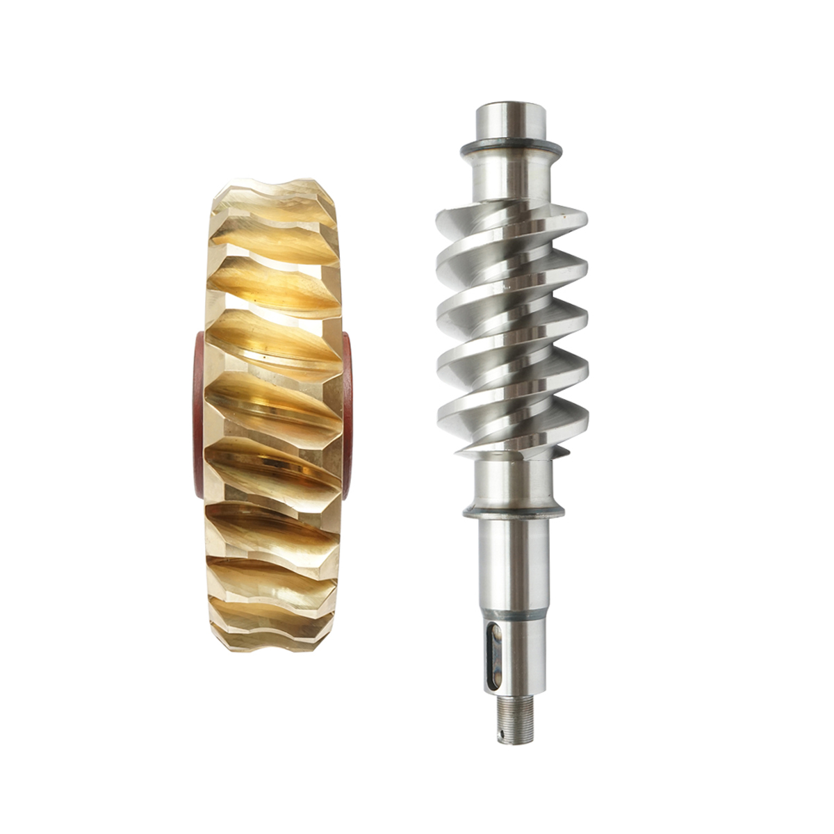 Set pinion bronz cu ax melcat pentru troliu Tractor Forestier - imagine 5
