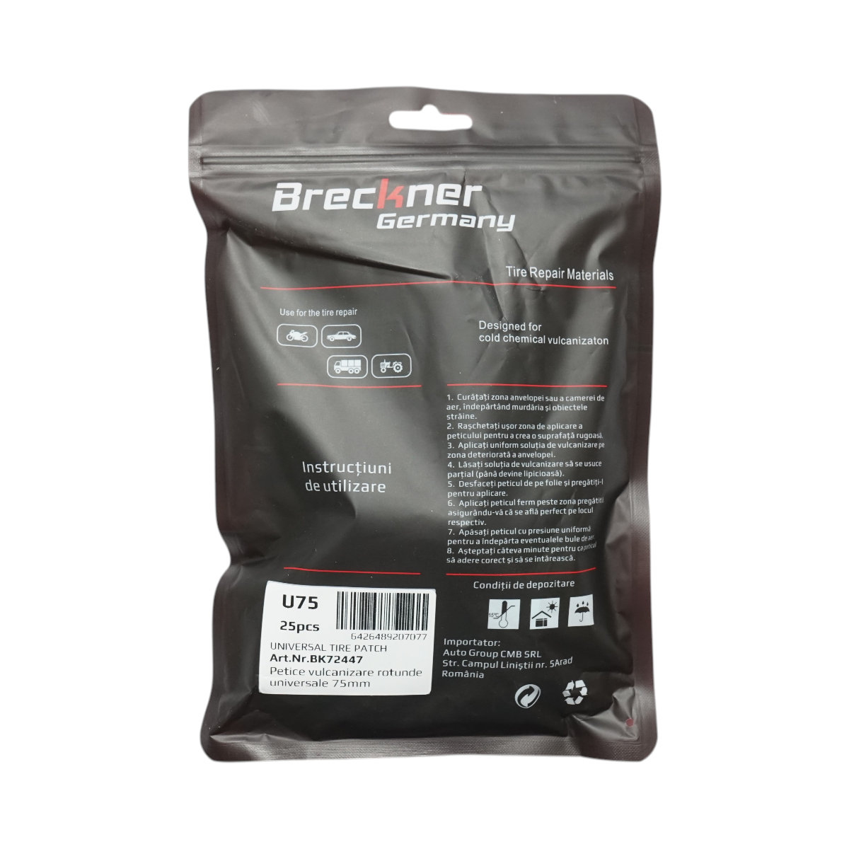 Petice vulcanizare rotunde 75mm BU-02 pentru camere de aer Breckner Germany - imagine 3