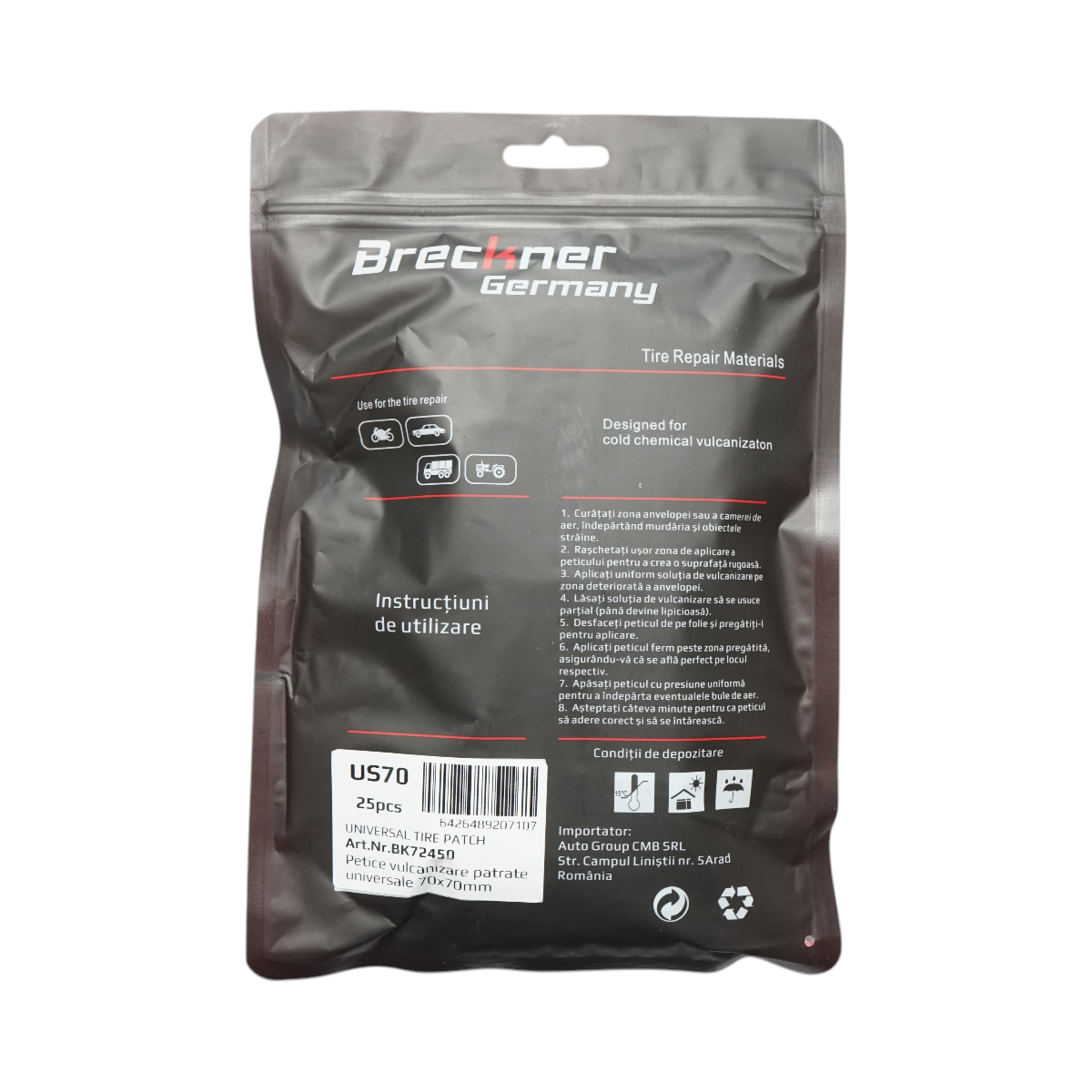 Petice vulcanizare patrate 70x70mm pentru camere de aer Breckner Germany - imagine 3