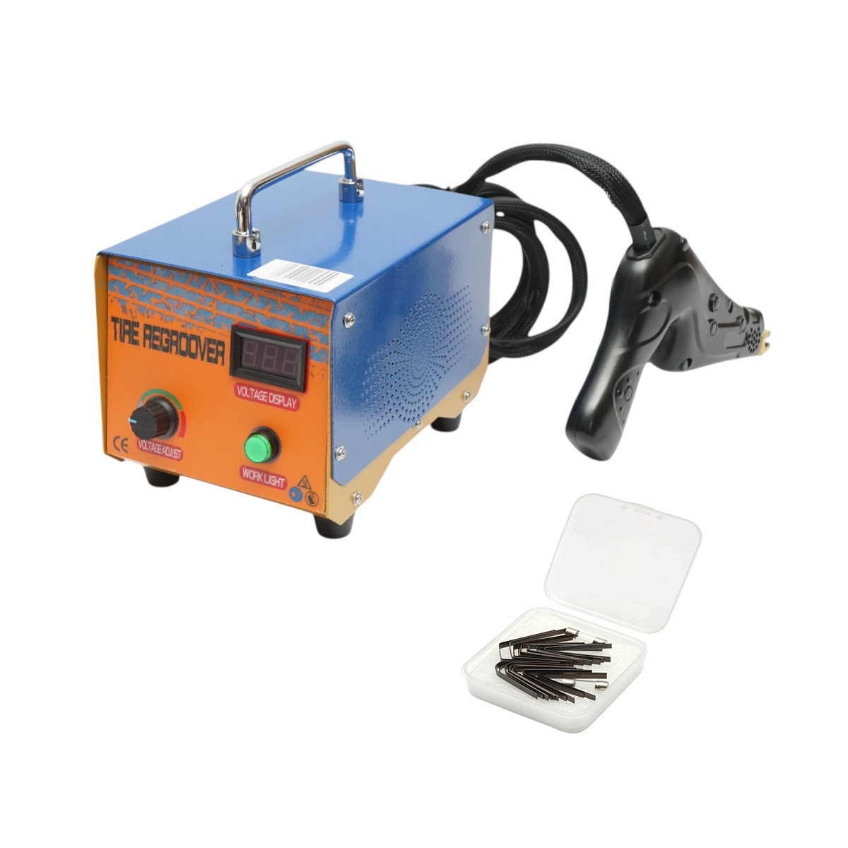 Masina de recanelare anvelope portabila 1000W, 220V cu afisaj digital, reglaj tensiune, 20 lame U si V incluse