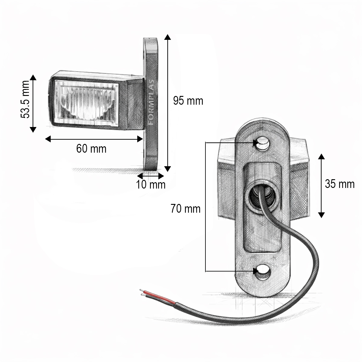Lampa gabarit laterala LED 3 functii 12V-24V rosu-alb-galben 70mm Breckner Germany - imagine 3