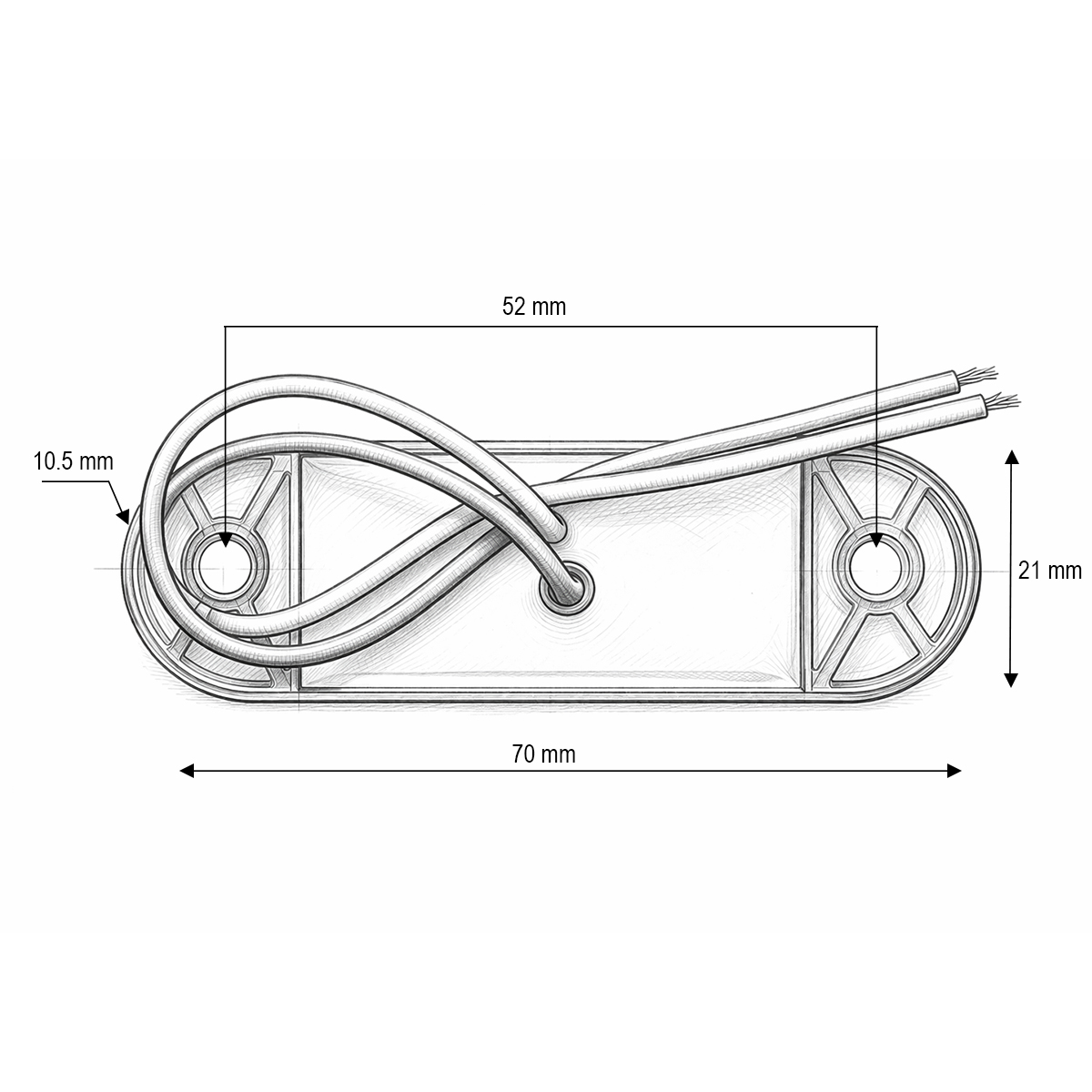 Lampa gabarit laterala ovala LED 12V-24V alb fumuriu 3 LED-uri 70x21x10.5mm Breckner Germany - imagine 3