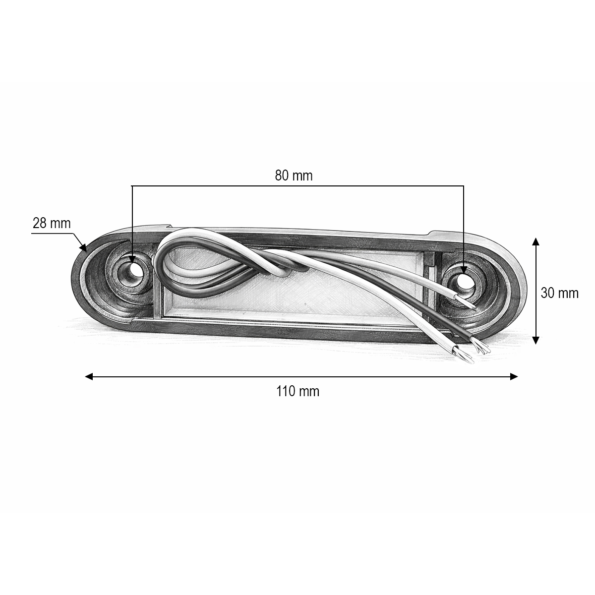 Lampa pozitie laterala LED 12-24V alb-galben-rosu fumuriu 110x32x28mm Breckner Germany - imagine 4