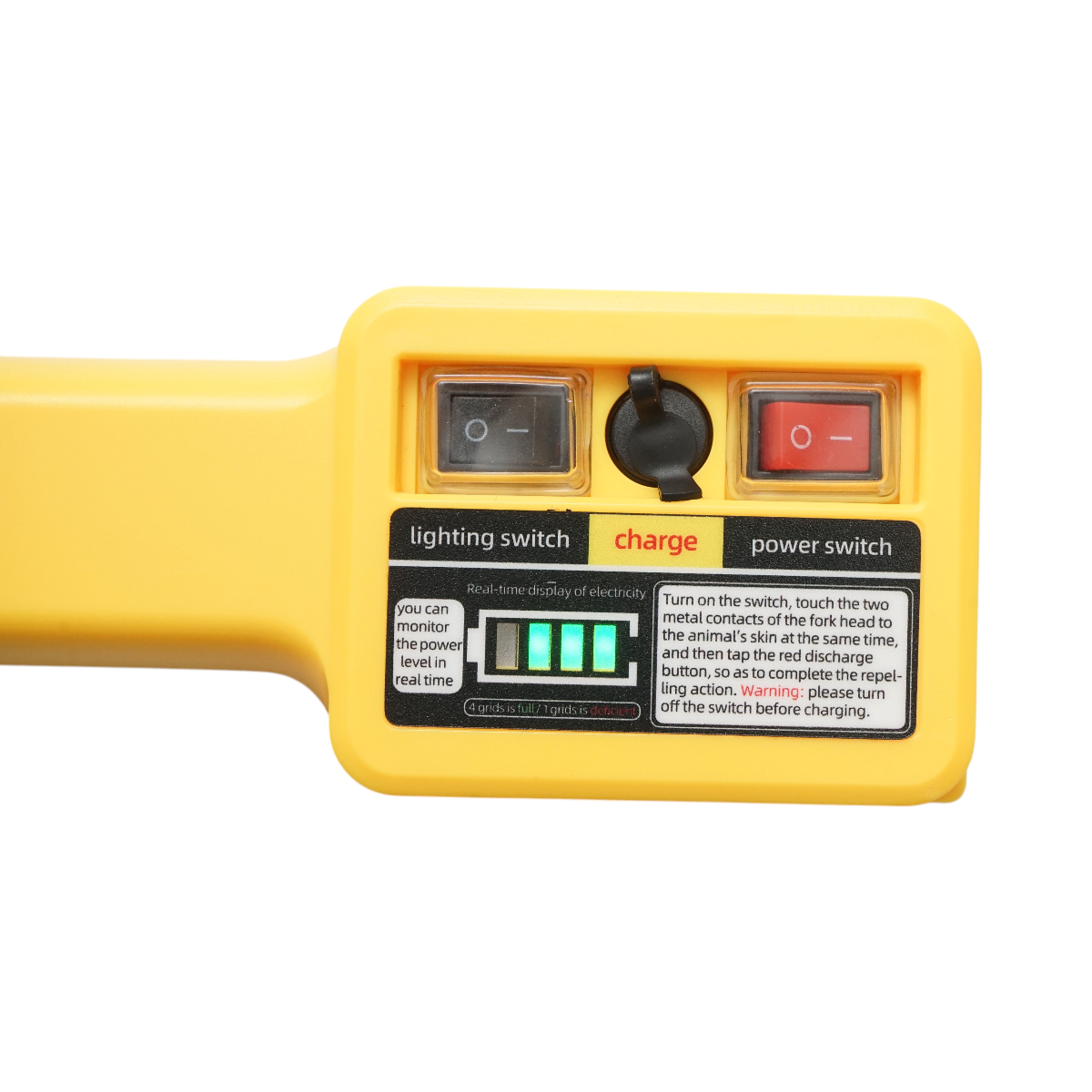 Baston electric animale profesional 1100V cu acumulator 8.4V, 2200mAh, lanterna LED, indicator baterie, tija 80cm - imagine 7