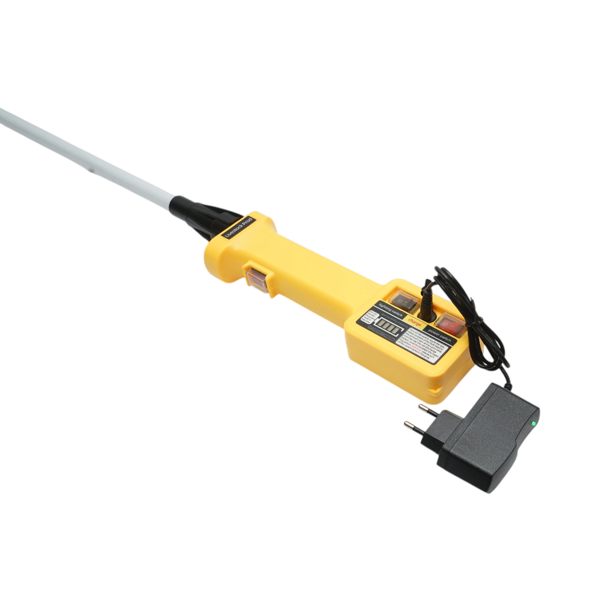 Baston electric animale profesional 1100V cu acumulator 8.4V, 2200mAh, lanterna LED, indicator baterie, tija 80cm - imagine 5
