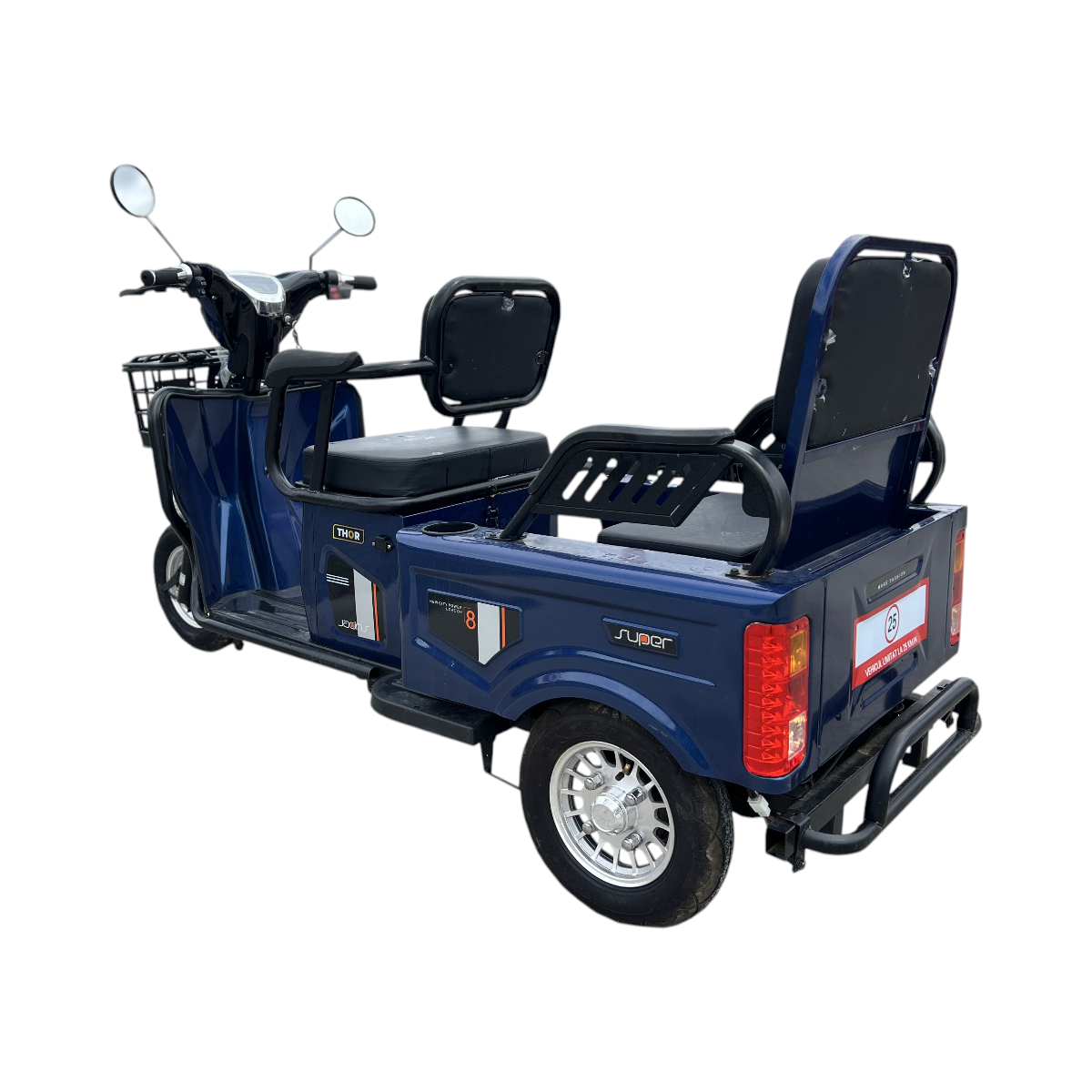 Triciclu electric THOR SX LONG2 albastru 600W 48V 20AH - imagine 3