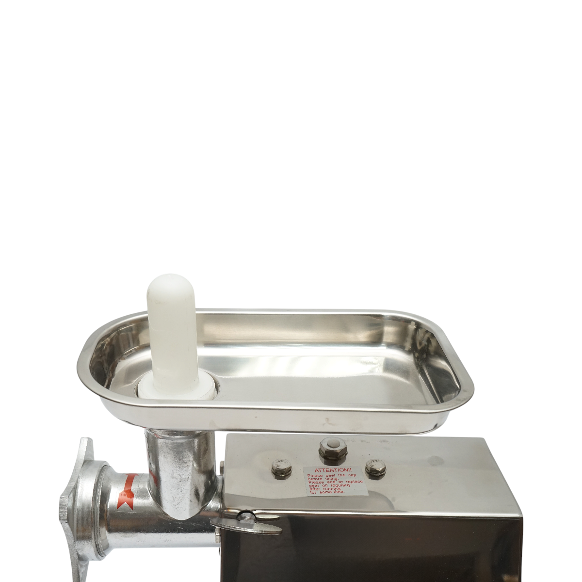 Masina de tocat carne electrica inox + aluminiu 1200W, 220V, capacitate 100 kg/h, adaptor carnati, 1 sita si 1 cutit incluse 340x185x365mm - imagine 8