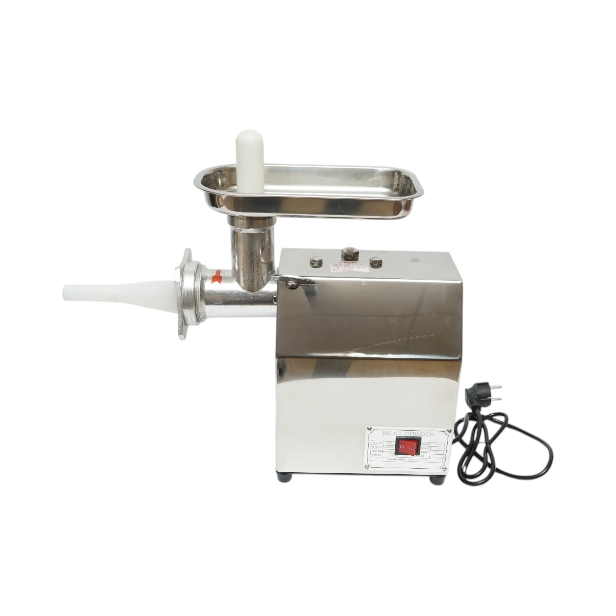 Masina de tocat carne electrica inox + aluminiu 1200W, 220V, capacitate 100 kg/h, adaptor carnati, 1 sita si 1 cutit incluse 340x185x365mm - imagine 3