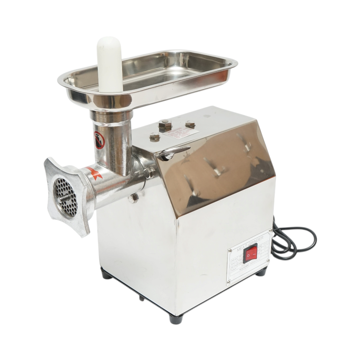 Masina de tocat carne electrica inox + aluminiu 1200W, 220V, capacitate 100 kg/h, adaptor carnati, 1 sita si 1 cutit incluse 340x185x365mm - imagine 5