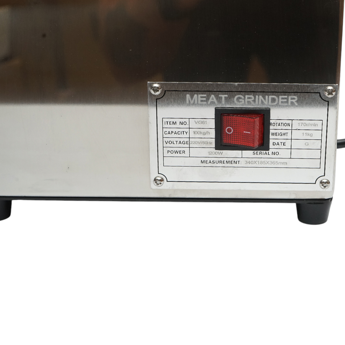 Masina de tocat carne electrica inox + aluminiu 1200W, 220V, capacitate 100 kg/h, adaptor carnati, 1 sita si 1 cutit incluse 340x185x365mm - imagine 10
