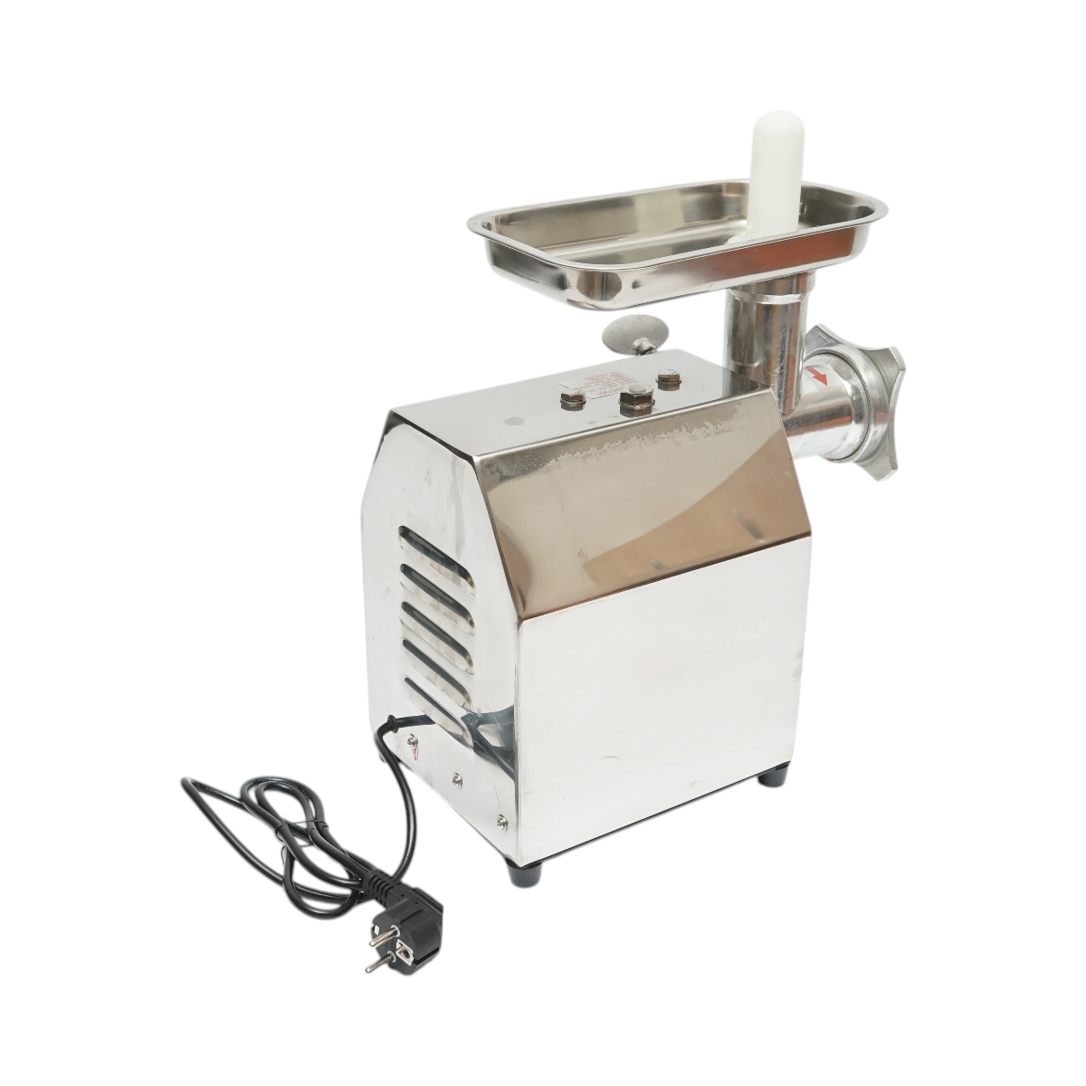 Masina de tocat carne electrica inox + aluminiu 1200W, 220V, capacitate 100 kg/h, adaptor carnati, 1 sita si 1 cutit incluse 340x185x365mm - imagine 4