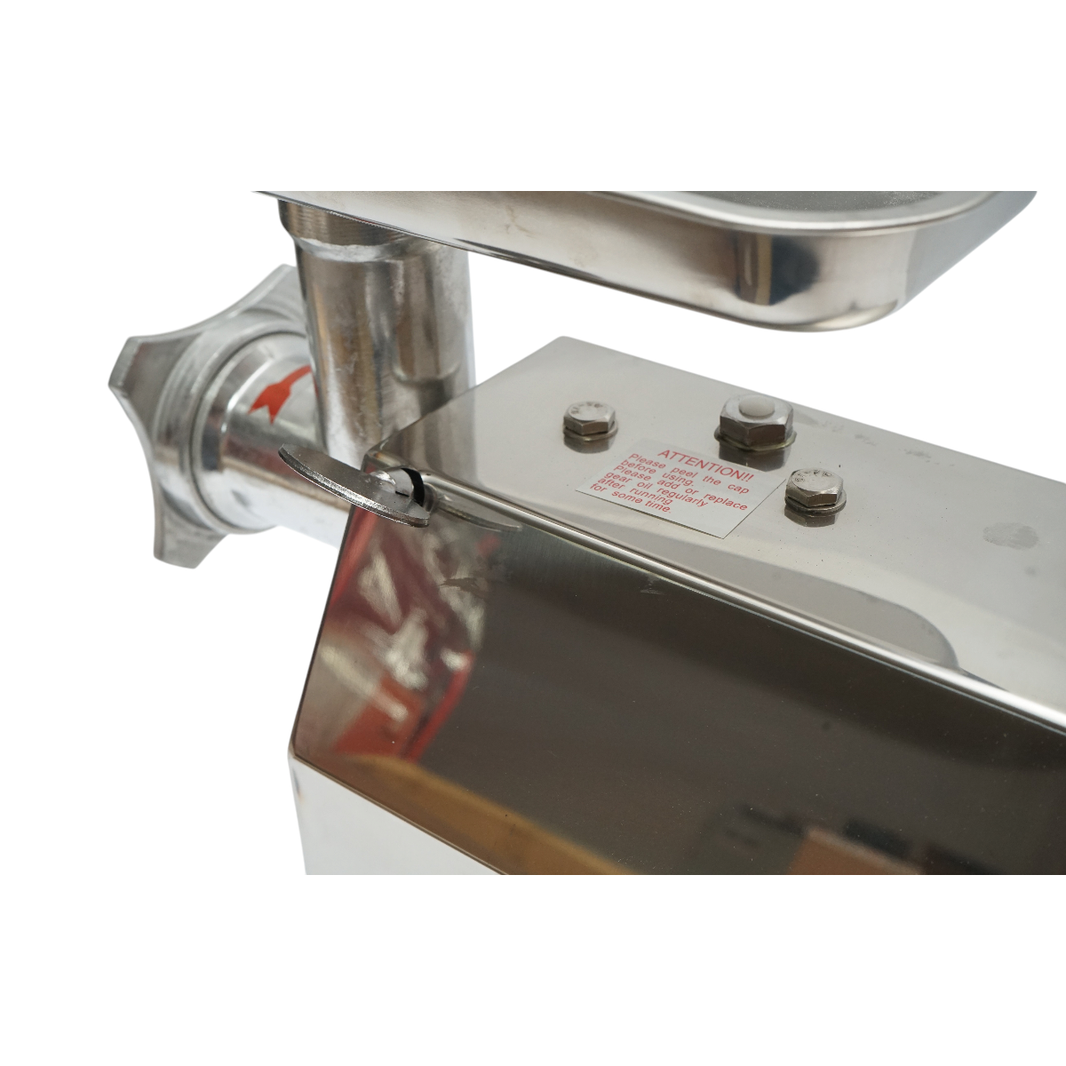 Masina de tocat carne electrica inox + aluminiu 1200W, 220V, capacitate 100 kg/h, adaptor carnati, 1 sita si 1 cutit incluse 340x185x365mm - imagine 11