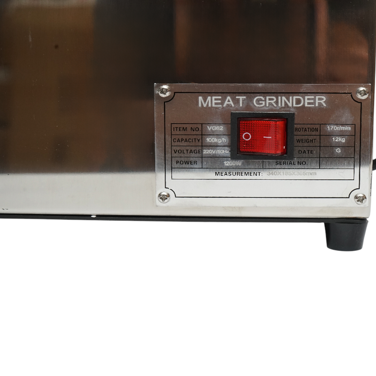 Masina de tocat carne electrica inox + otel 1200W, 220V, capacitate 100 kg/h, adaptor carnati, 1 sita si 1 cutit incluse 340x185x365mm - imagine 12