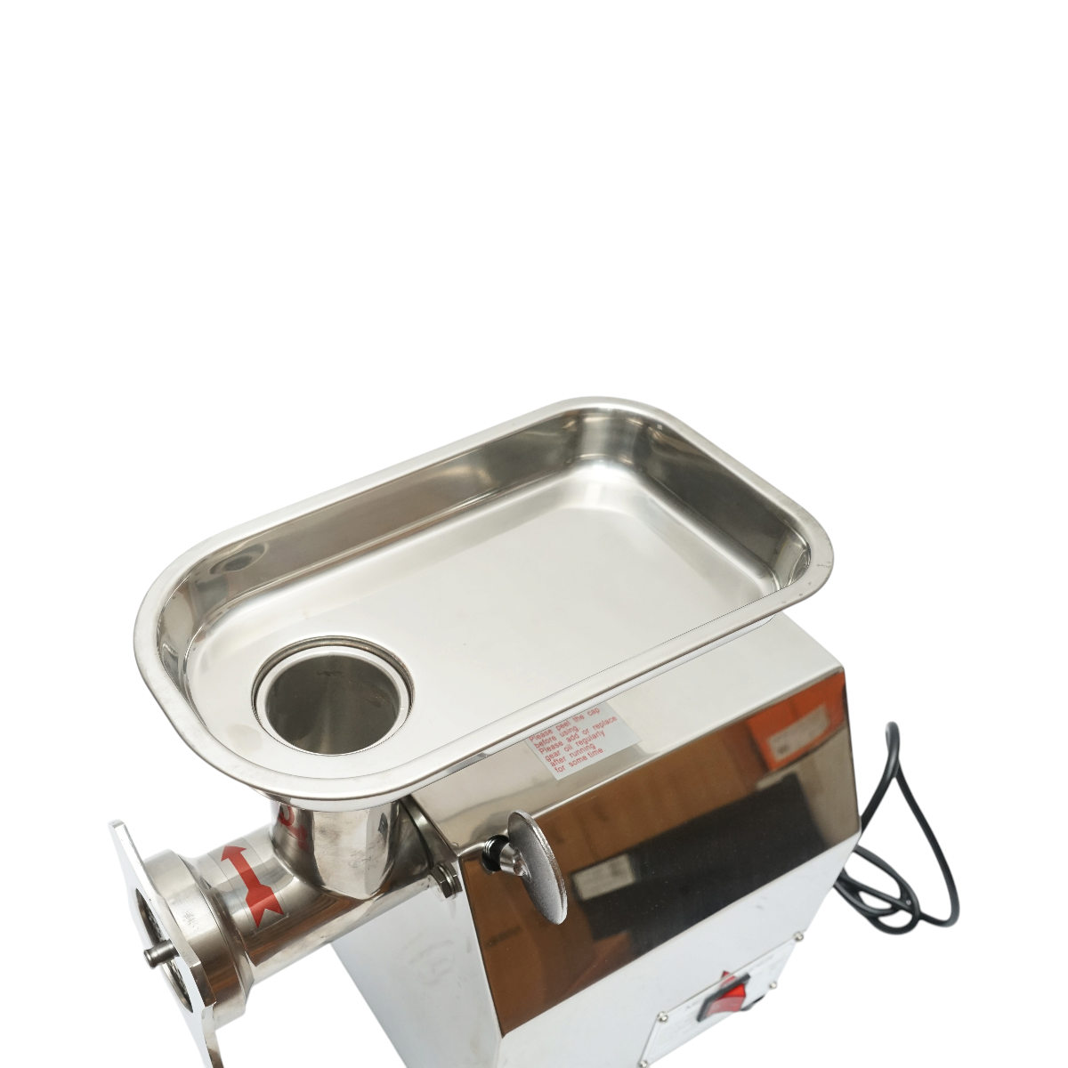 Masina de tocat carne electrica inox + otel 1200W, 220V, capacitate 100 kg/h, adaptor carnati, 1 sita si 1 cutit incluse 340x185x365mm - imagine 8