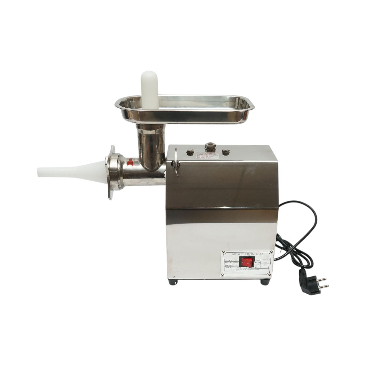 Masina de tocat carne electrica inox + otel 1200W, 220V, capacitate 100 kg/h, adaptor carnati, 1 sita si 1 cutit incluse 340x185x365mm - imagine 3