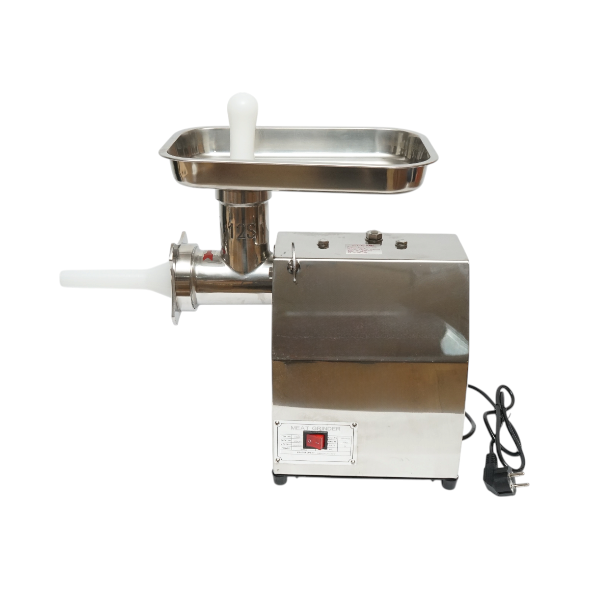 Masina de tocat carne electrica inox 1600W, 220V, capacitate 150 kg/h, adaptor carnati, 1 sita si 1 cutit incluse 380x210x415mm - imagine 3