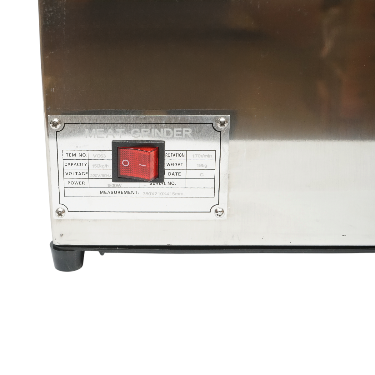 Masina de tocat carne electrica inox 1600W, 220V, capacitate 150 kg/h, adaptor carnati, 1 sita si 1 cutit incluse 380x210x415mm - imagine 13