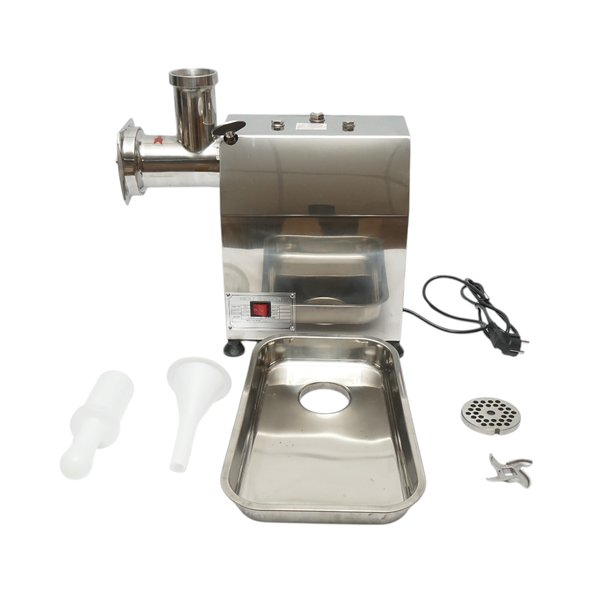 Masina de tocat carne electrica inox 2000W, 220V, capacitate 250 kg/h, adaptor carnati, 1 sita si 1 cutit incluse 410x240x450mm - imagine 2