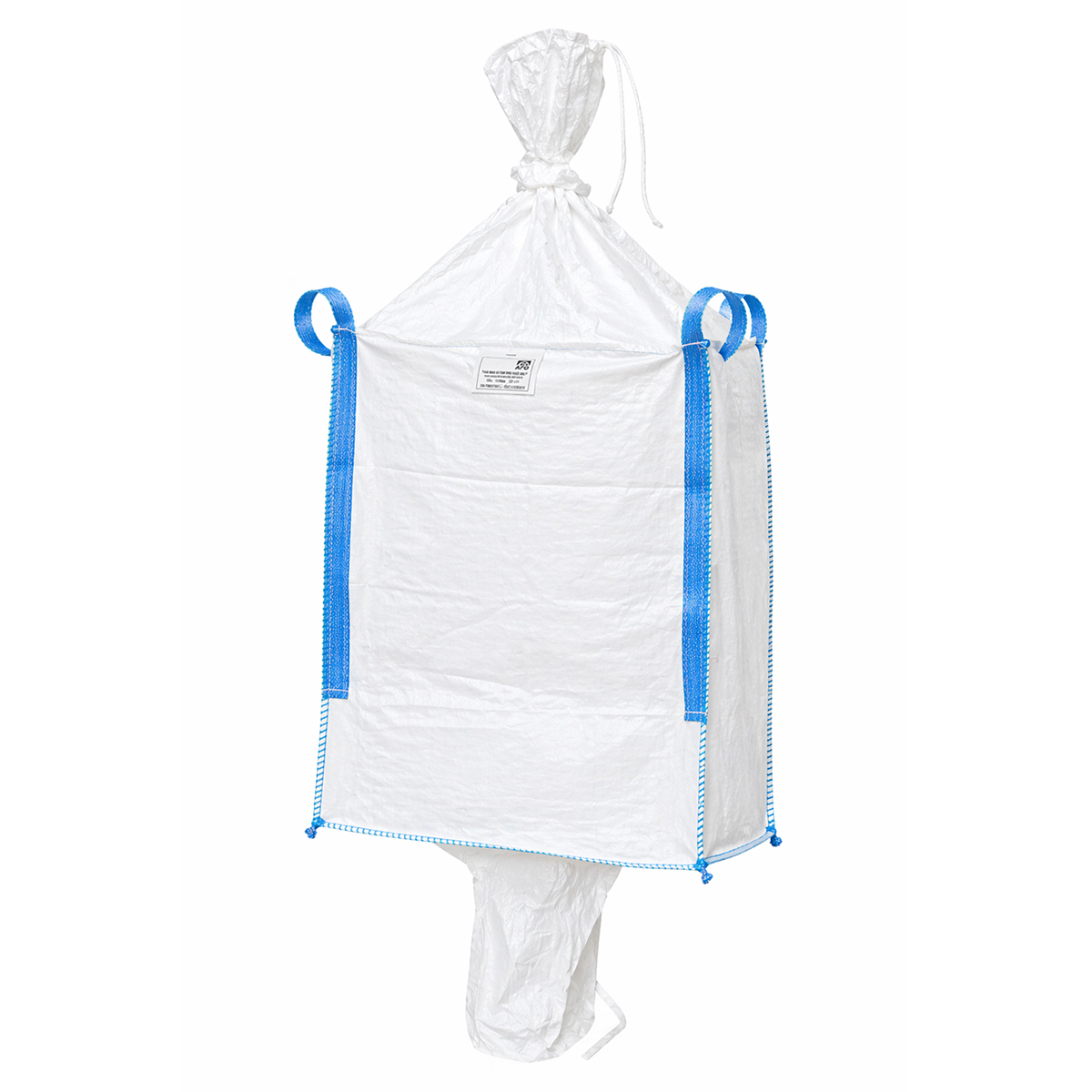 Sac big bag 95x95x120cm alb, capacitate 1000kg, tip U-Panel nelaminat, fusta incarcare, tub descarcare