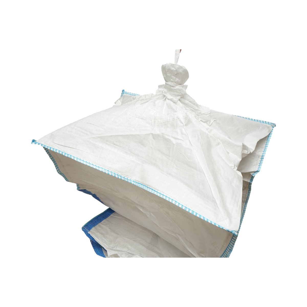 Sac big bag 95x95x140cm alb, capacitate 1000kg, tip U-Panel nelaminat, fusta incarcare, tub descarcare - imagine 3
