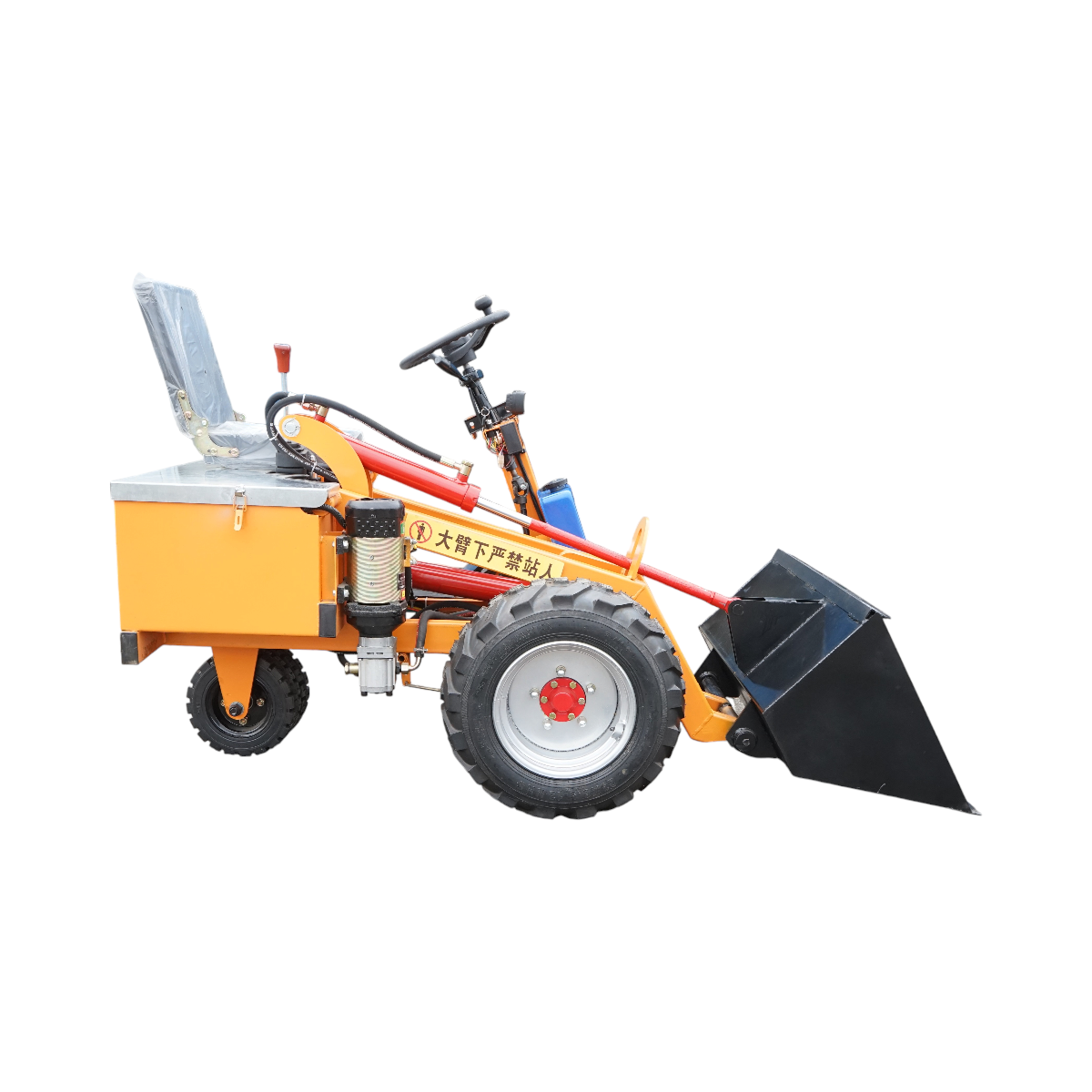 Mini incarcator frontal electric 400kg, 2 motoare 1800W/1300W, baterie 48V/52Ah, capacitate ridicare 200kg, cupa 900x450x370mm - imagine 2