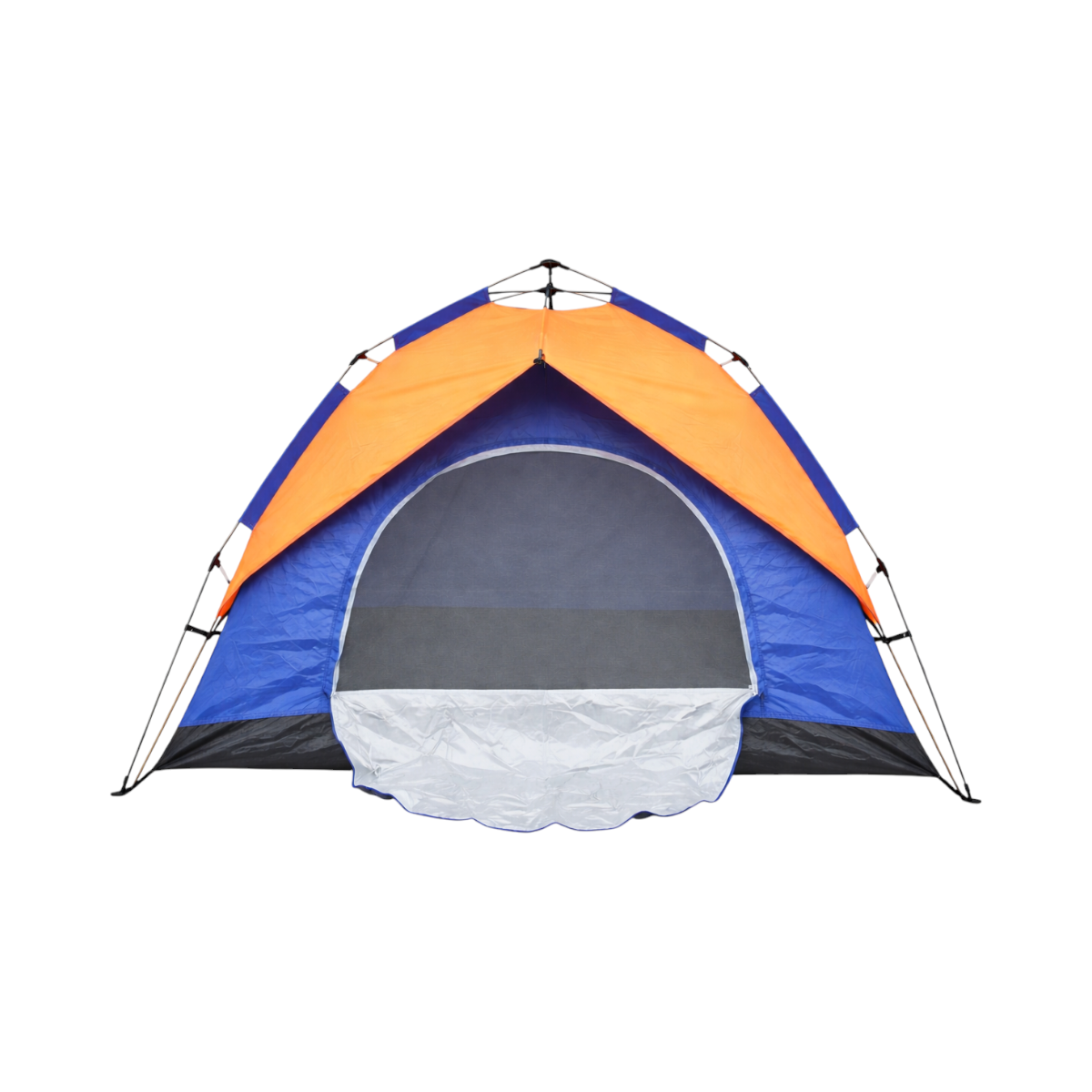 Cort camping 2 persoane albastru-portocaliu pliabil automat pop-up 2 intrari, impermeabil cu protectie UV si plasa anti-insecte 200x200x145cm - imagine 3