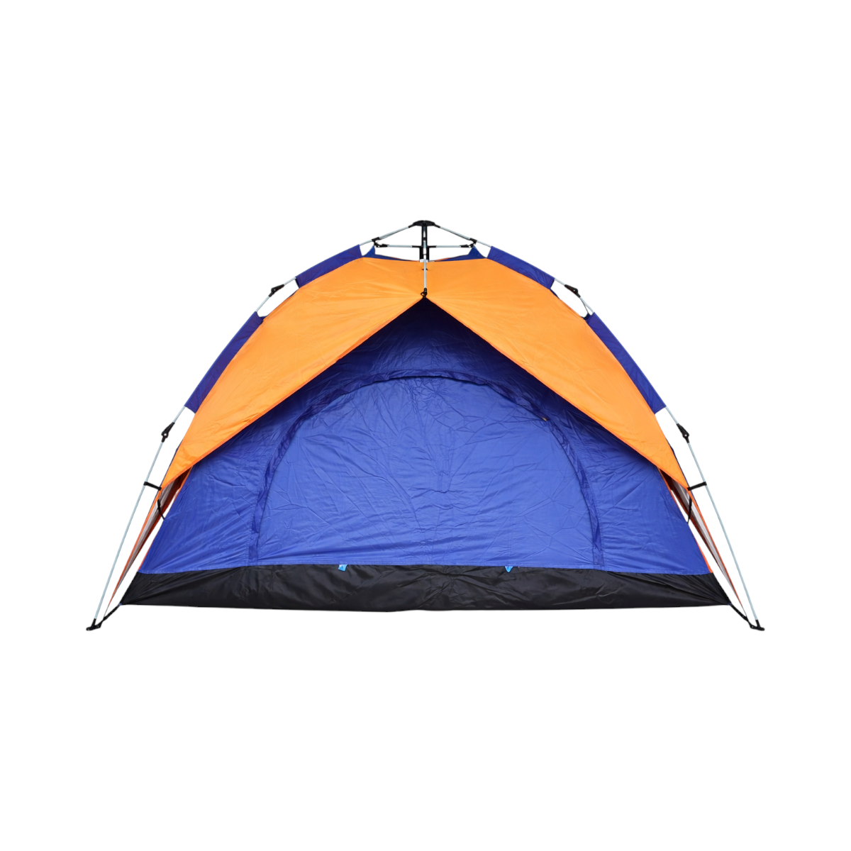 Cort camping 2 persoane albastru-portocaliu pliabil automat pop-up 2 intrari, impermeabil cu protectie UV si plasa anti-insecte 200x200x145cm - imagine 2