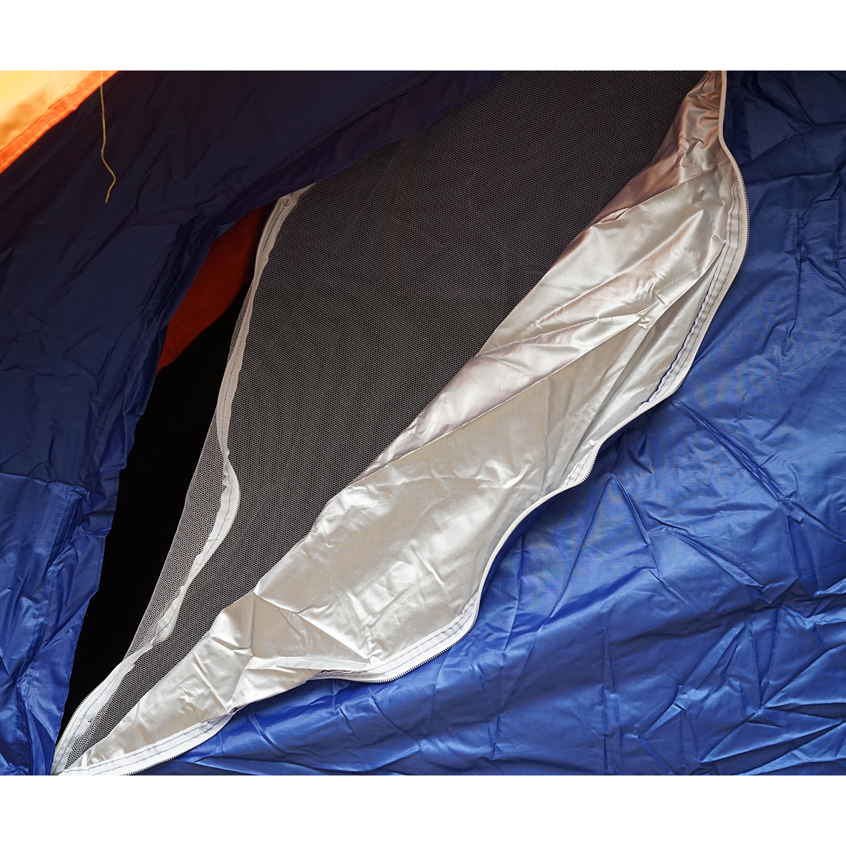 Cort camping 2 persoane albastru-portocaliu pliabil automat pop-up 2 intrari, impermeabil cu protectie UV si plasa anti-insecte 200x200x145cm - imagine 13