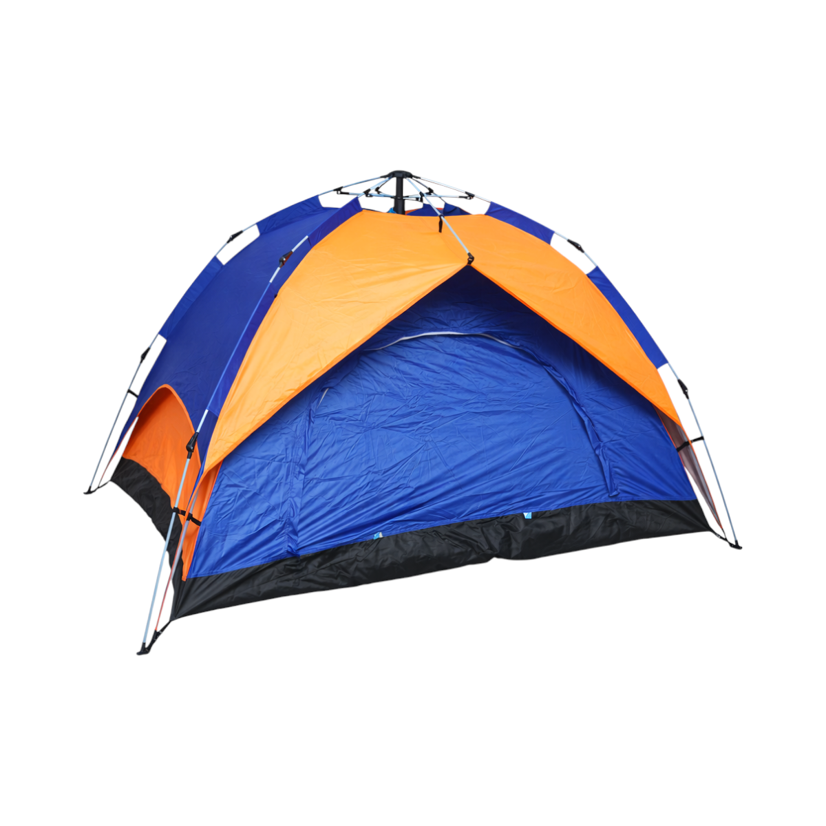Cort camping 2 persoane albastru-portocaliu pliabil automat pop-up 2 intrari, impermeabil cu protectie UV si plasa anti-insecte 200x200x145cm - imagine 5