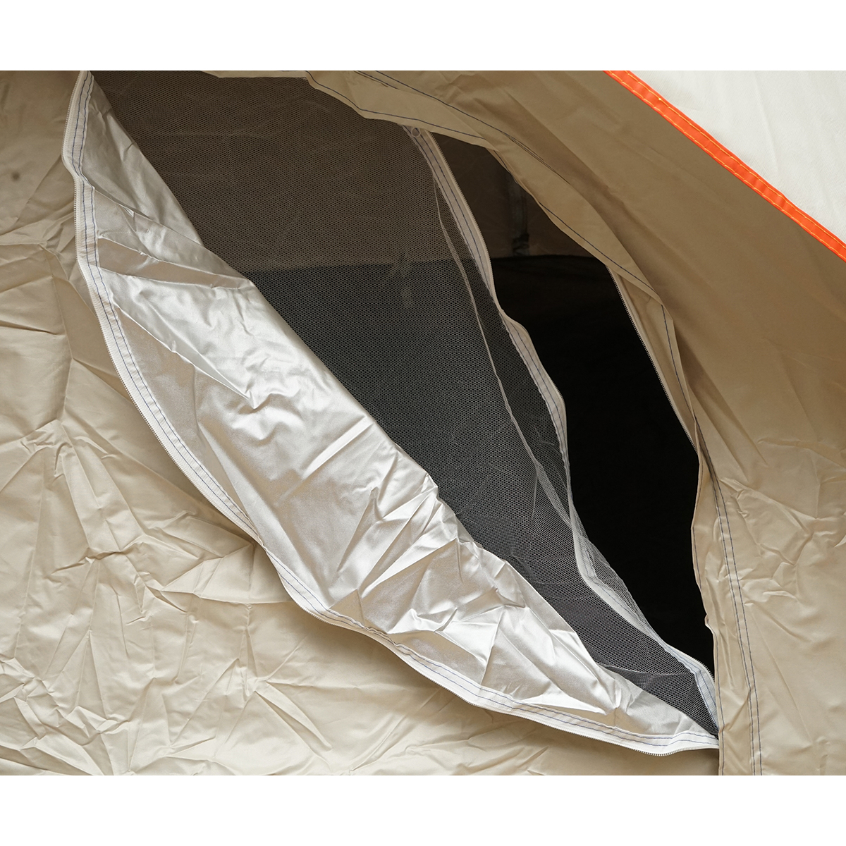 Cort camping 2 persoane crem pliabil automat pop-up 2 intrari, impermeabil cu protectie UV si plasa anti-insecte 200x200x145cm - imagine 11