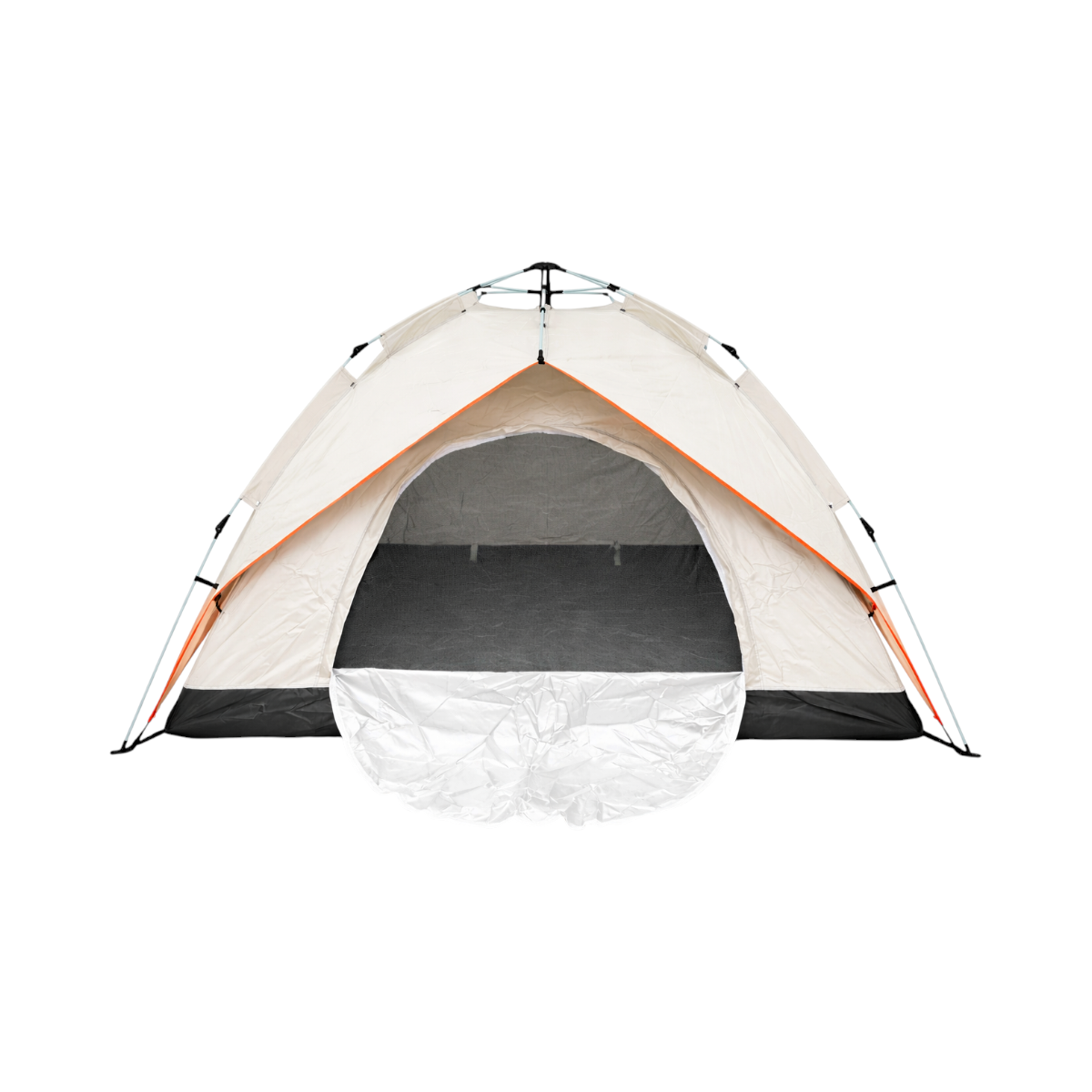 Cort camping 2 persoane crem pliabil automat pop-up 2 intrari, impermeabil cu protectie UV si plasa anti-insecte 200x200x145cm - imagine 3