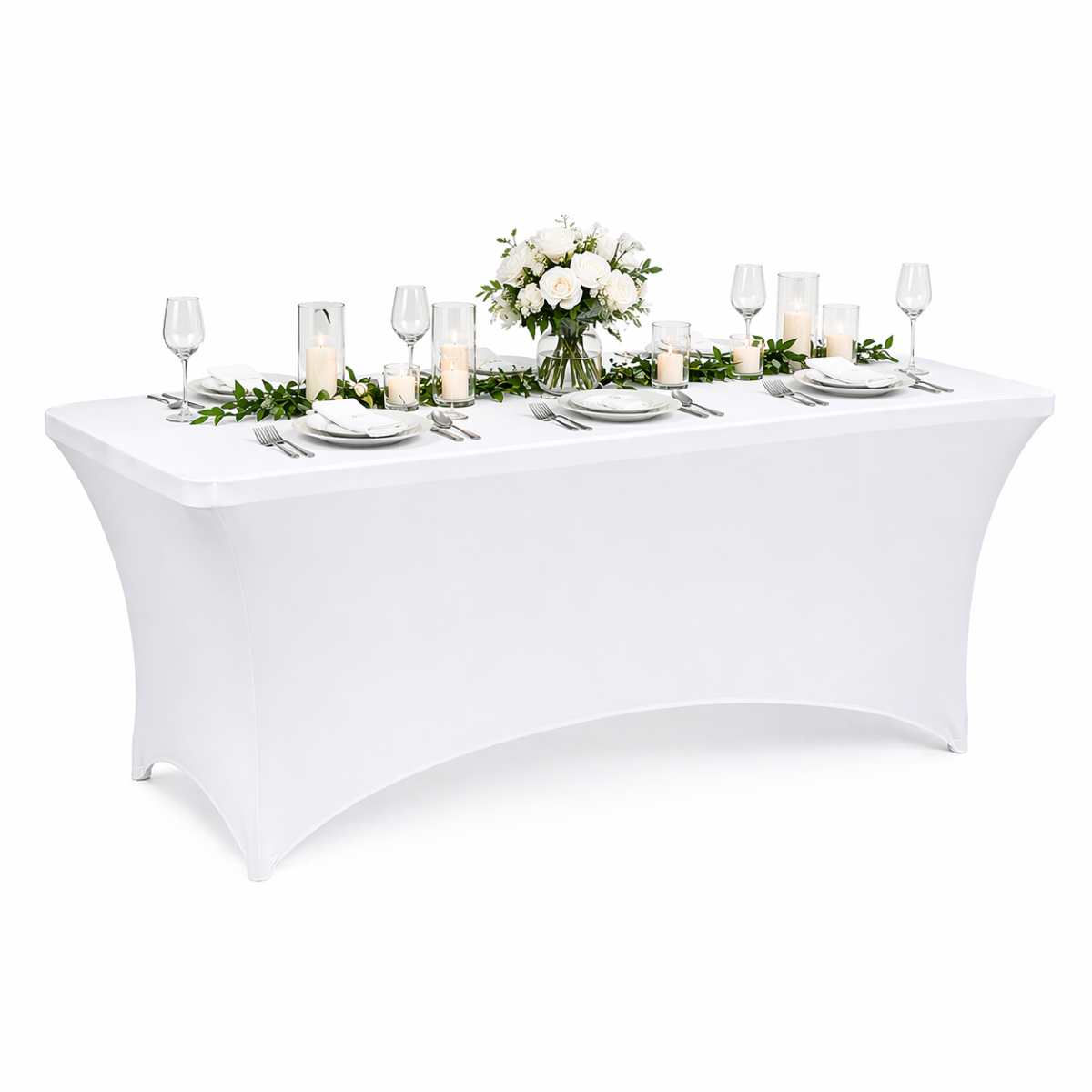 Husa masa elastica alba dreptunghiulara 180x70x74cm
