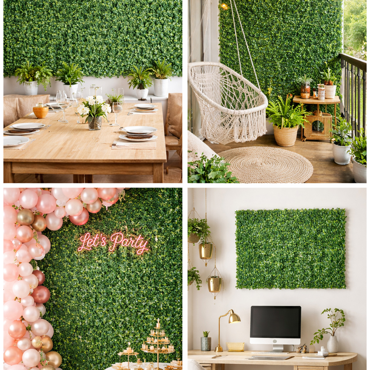 Panou gard viu artificial verde decorativ cu frunze mici 40x60x3cm - imagine 3