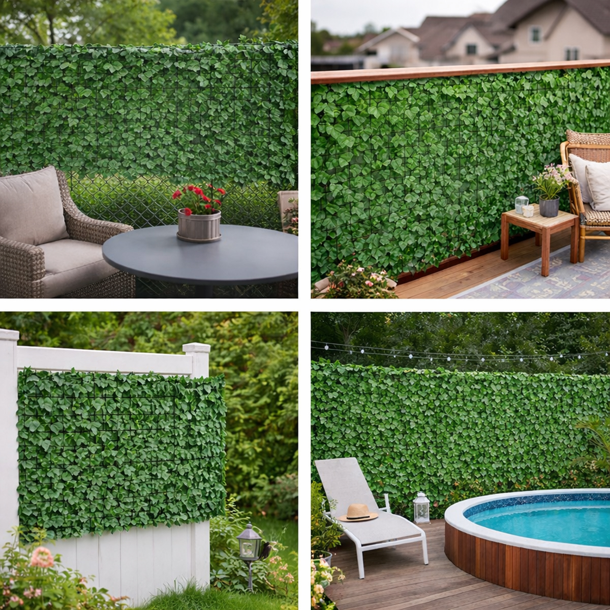 Gard viu artificial verde decorativ cu frunze iedera 300x100cm - imagine 3