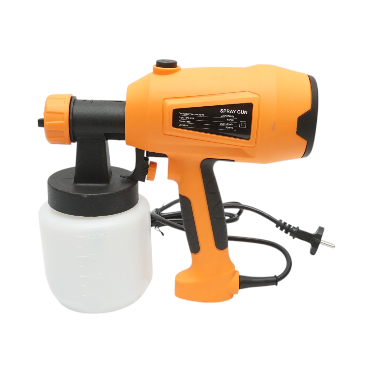 Pistol vopsit electric 550W, 220V, debit 800 ml/min, rezervor inferior 800ml, 3 duze incluse - imagine 2