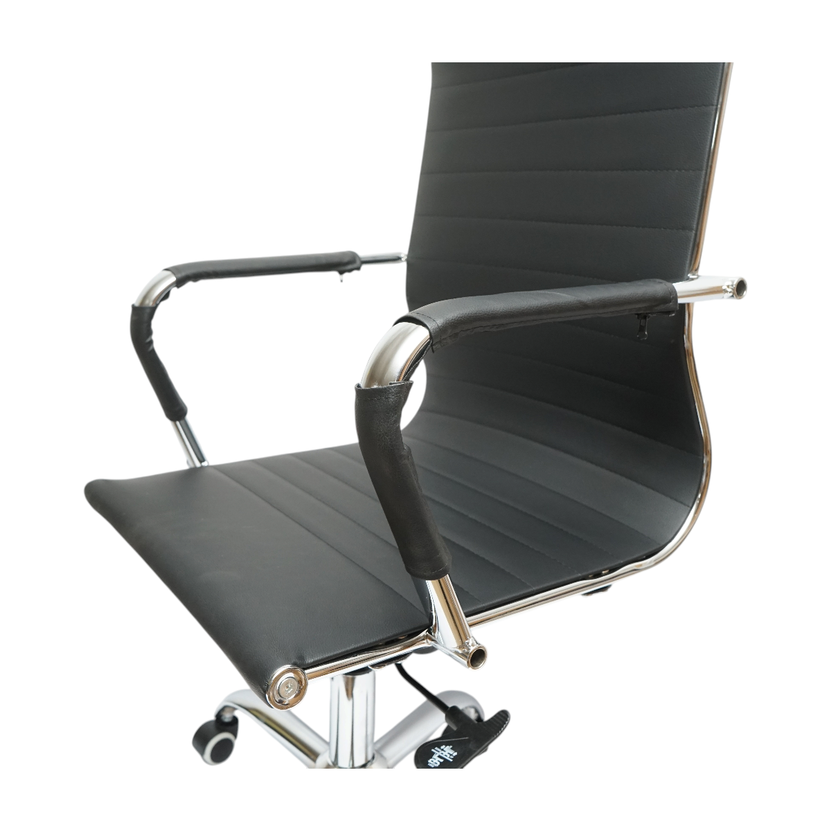 Scaun de birou directorial, piele ecologica neagra, rotativ, reglabil pe inaltime si inclinatie - imagine 6