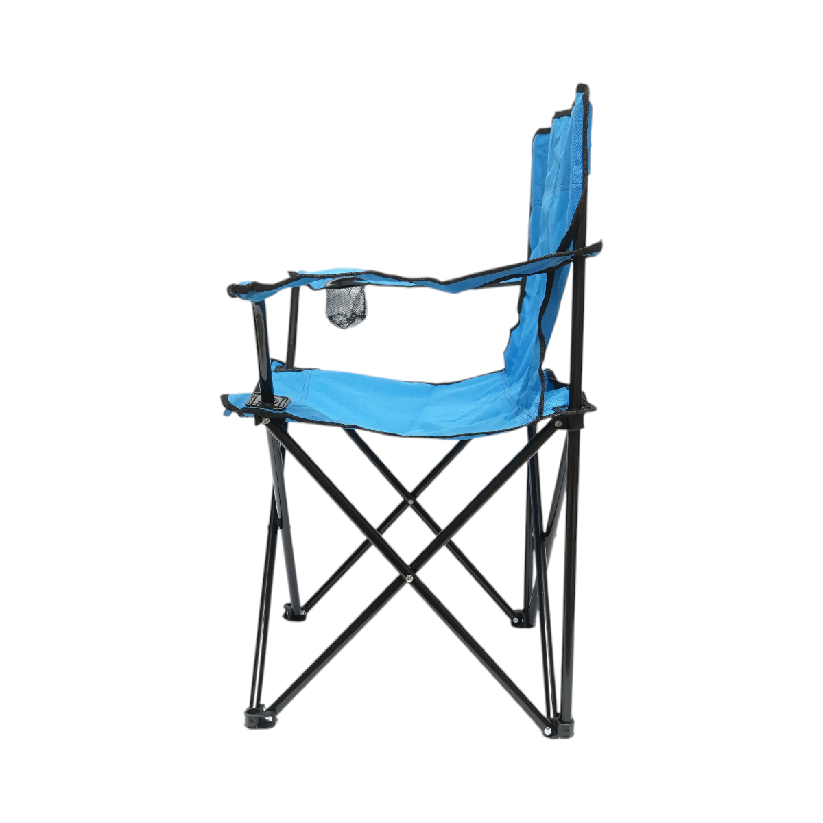 Scaun camping pliabil albastru cu suport pahar, husa transport, structura metalica 50x80x80cm - imagine 2