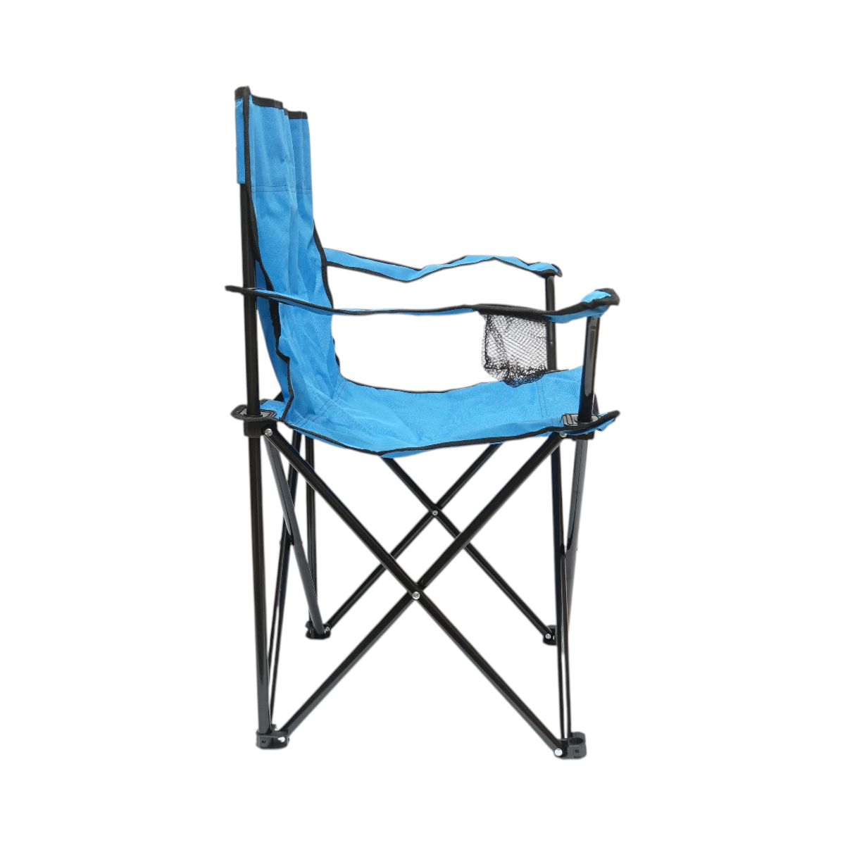 Scaun camping pliabil albastru cu suport pahar, husa transport, structura metalica 50x80x80cm - imagine 5