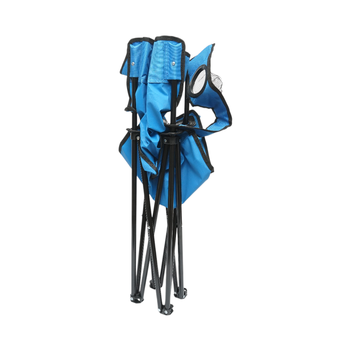 Scaun camping pliabil albastru cu suport pahar, husa transport, structura metalica 50x80x80cm - imagine 3