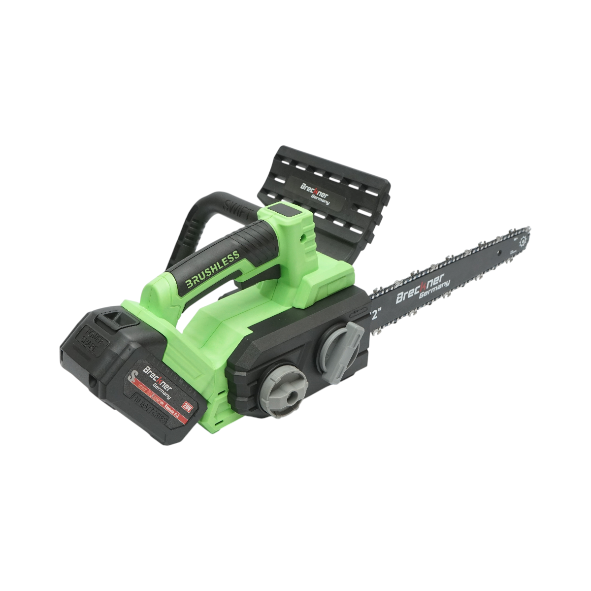 Drujba electrica profesionala cu 2 acumulatori 20V, 4Ah Li-ion, motor brushless, display digital LED, lama 12 inch (300mm) Breckner Germany - imagine 8