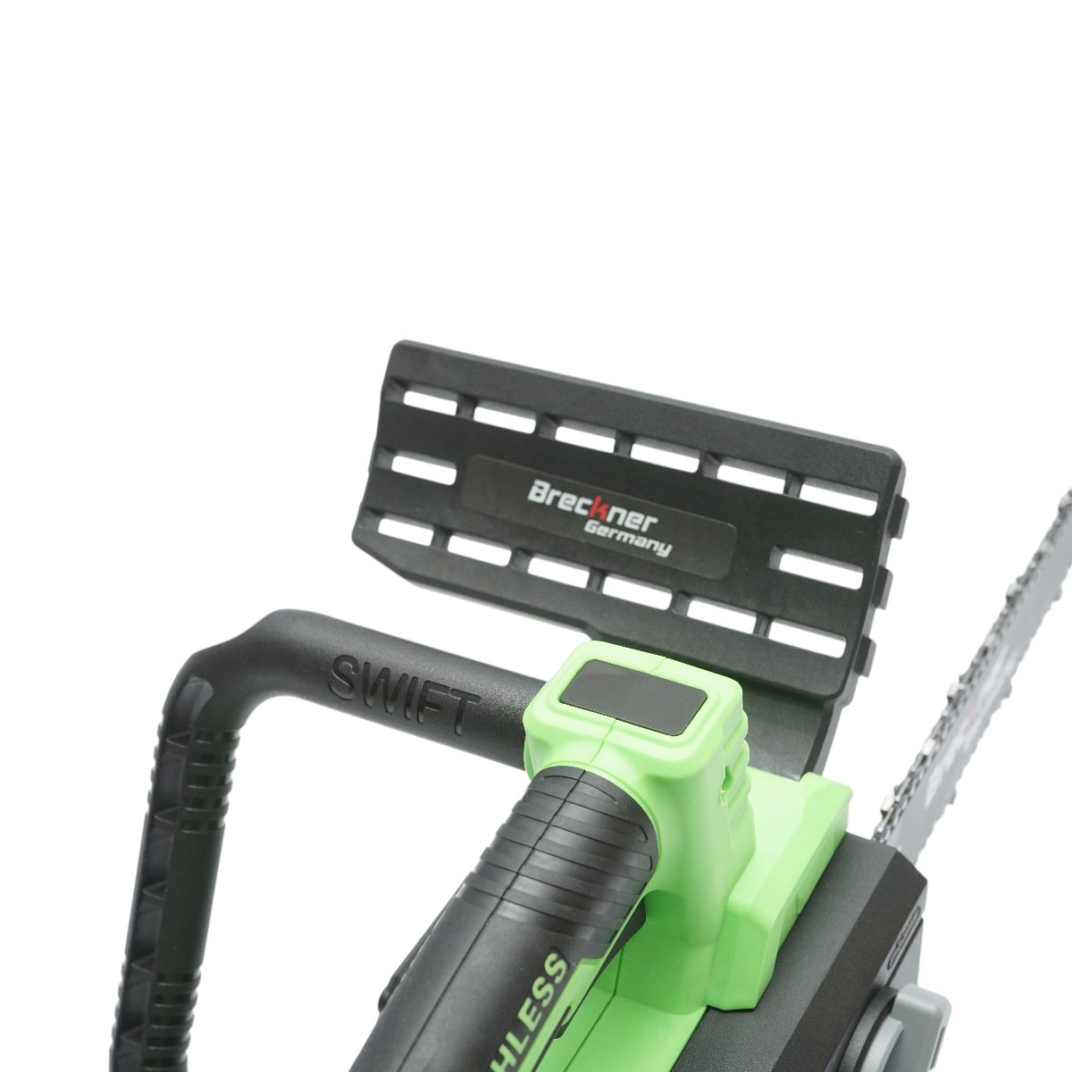 Drujba electrica profesionala cu 2 acumulatori 20V, 4Ah Li-ion, motor brushless, display digital LED, lama 12 inch (300mm) Breckner Germany - imagine 12