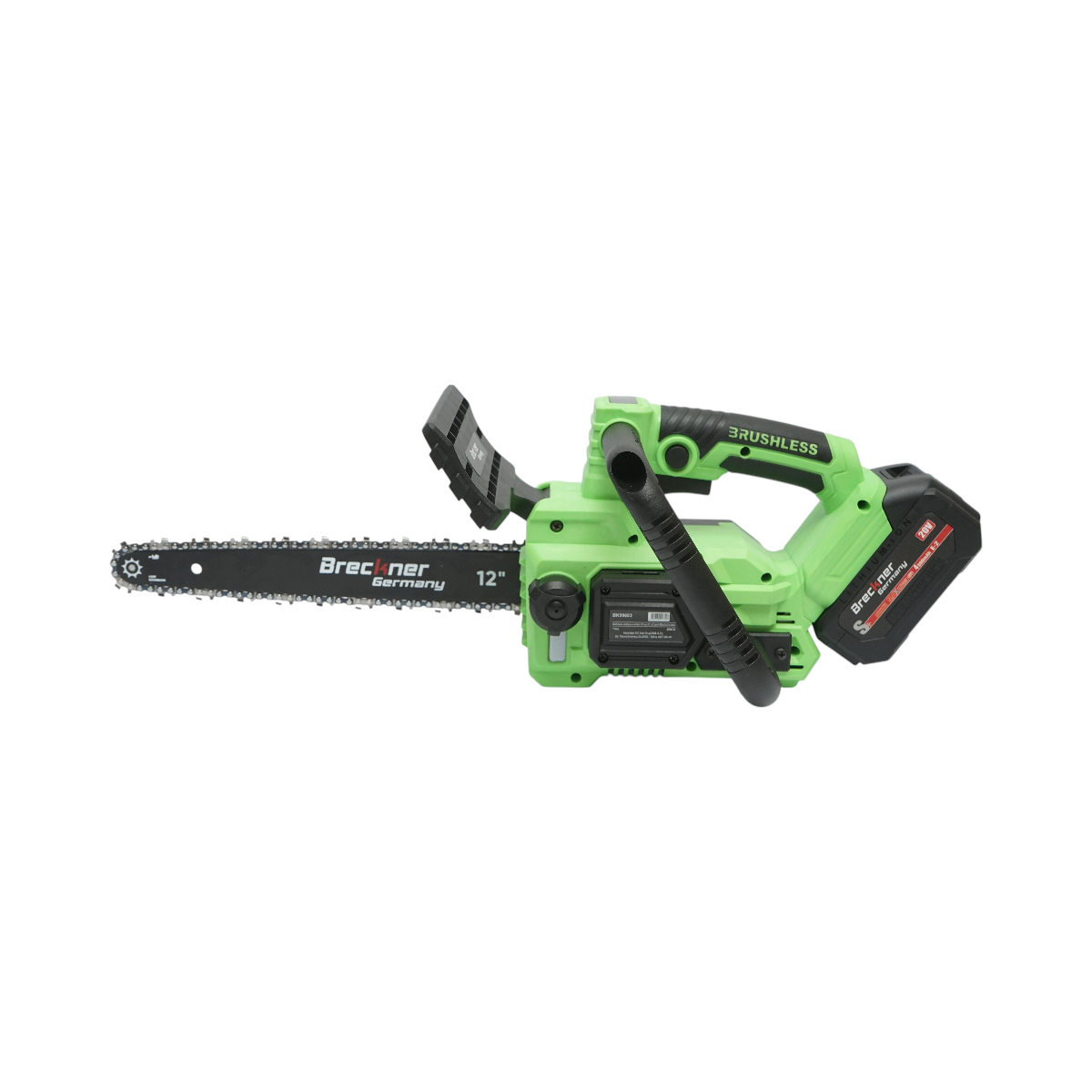 Drujba electrica profesionala cu 2 acumulatori 20V, 4Ah Li-ion, motor brushless, display digital LED, lama 12 inch (300mm) Breckner Germany - imagine 4