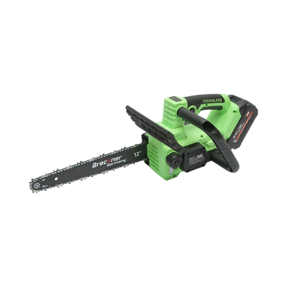 Drujba electrica profesionala cu 2 acumulatori 20V, 4Ah Li-ion, motor brushless, display digital LED, lama 12 inch (300mm) Breckner Germany - imagine 6