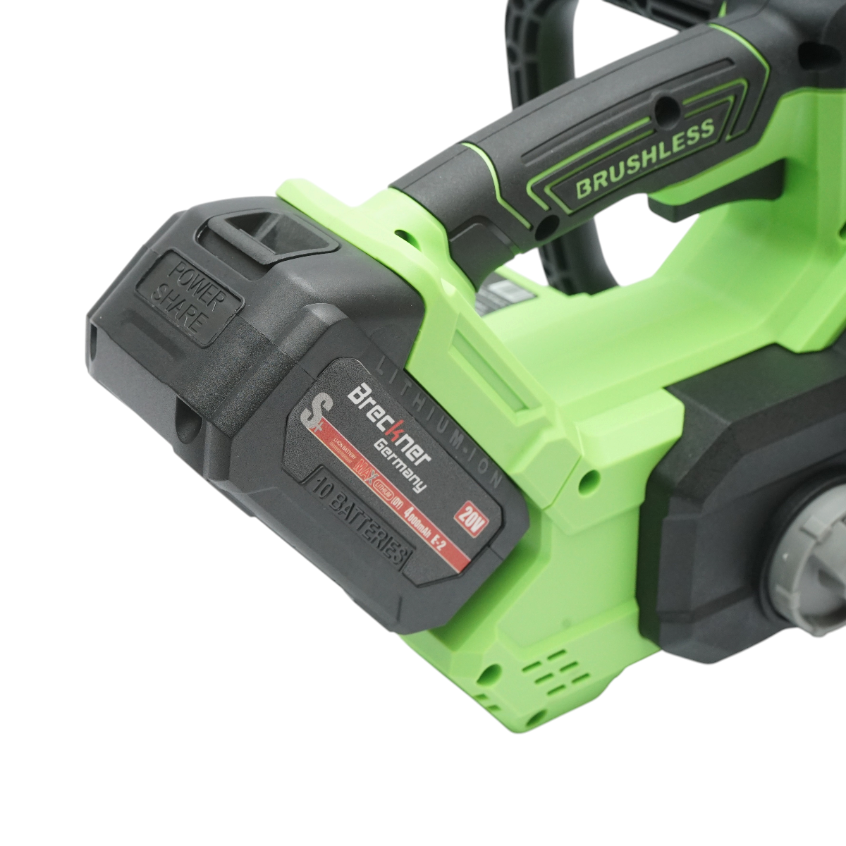 Drujba electrica profesionala cu 2 acumulatori 20V, 4Ah Li-ion, motor brushless, display digital LED, lama 12 inch (300mm) Breckner Germany - imagine 10