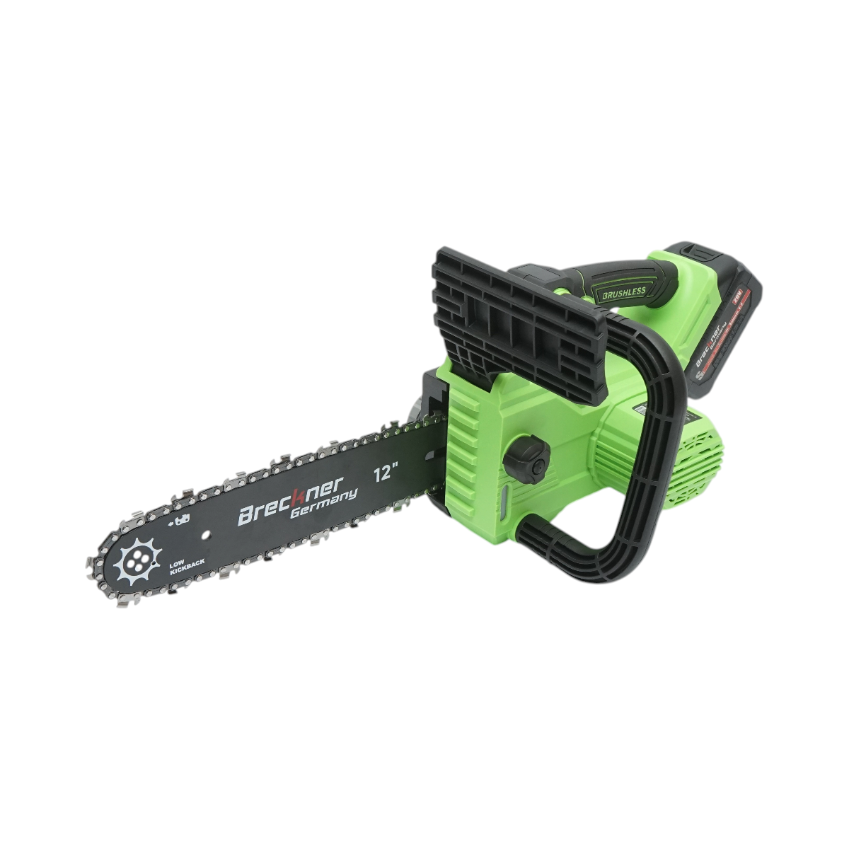 Drujba electrica profesionala cu 2 acumulatori 20V, 4Ah Li-ion, motor brushless, display digital LED, lama 12 inch (300mm) Breckner Germany - imagine 6